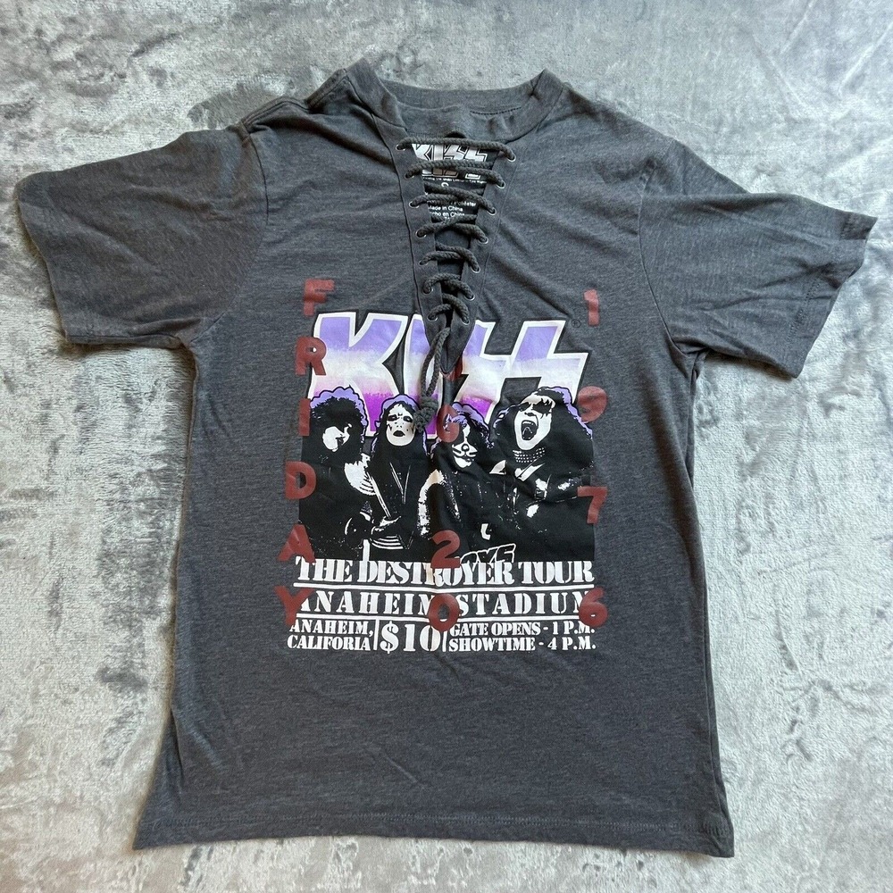 Kiss Shirt Small Lace Up Neck‎ The Destroyer Tour Anaheim Stadium 1976